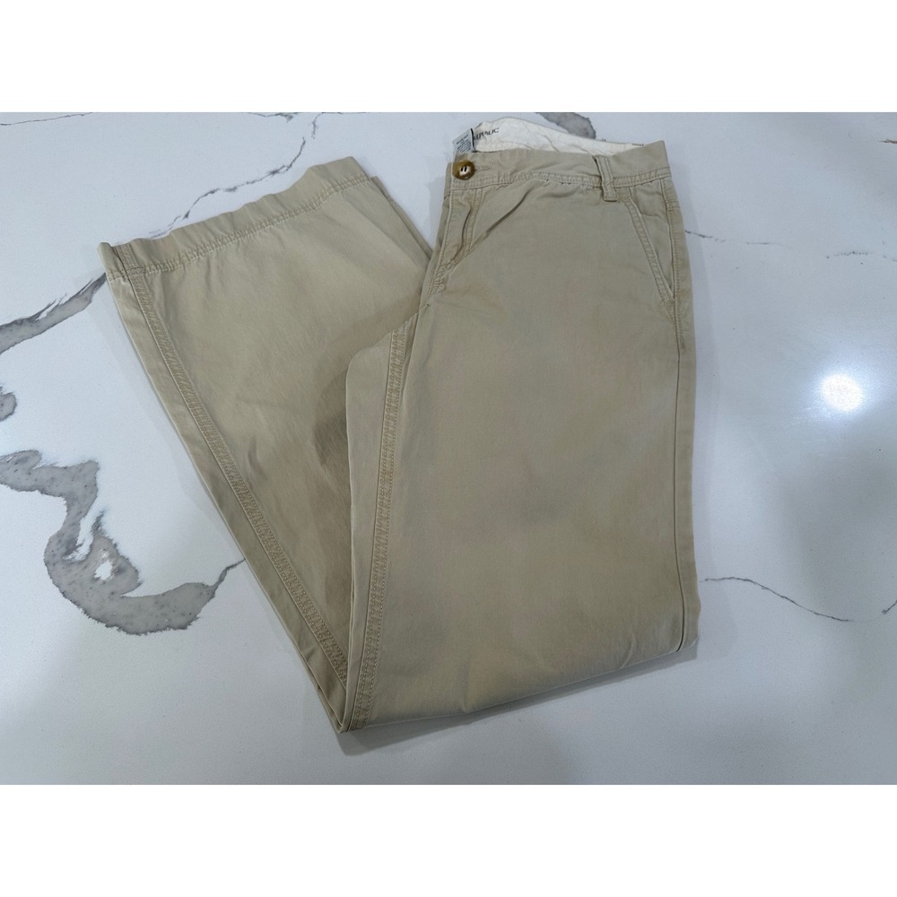 Banana Republic Womens Khaki Chinos Wide Leg 100% Cotton Tan Pants Size 8